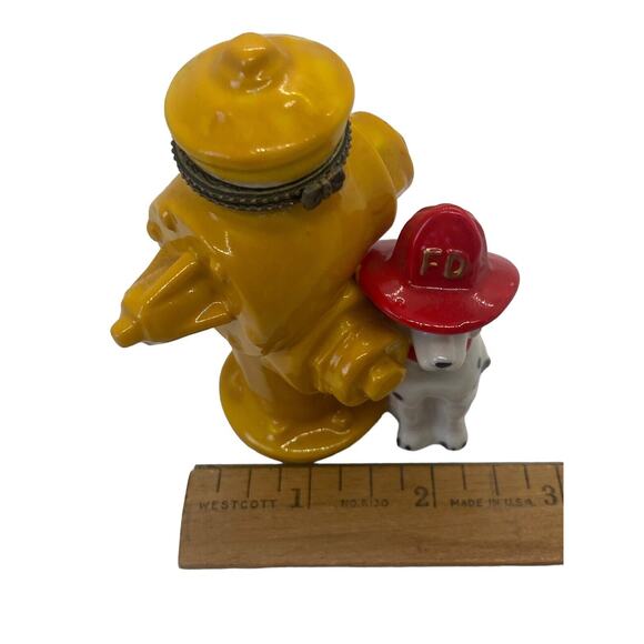 Yellow Fire Hydrant Fire Department Dalmatian Dog Trinket Display 4” - Picture 5 of 9